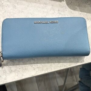 Michael Kors Sky Blue Zip-Around Wallet